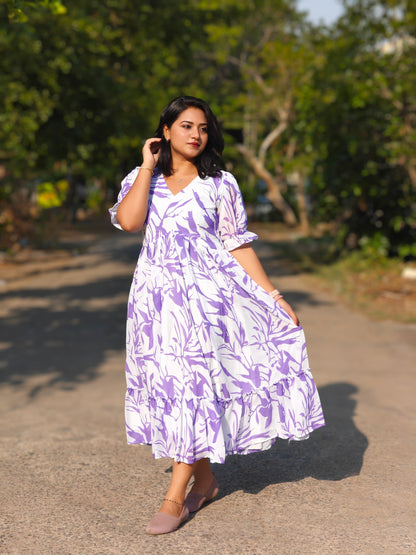 Georgette Floral Printed Maxi Dress with Lining – Summer Wear – Sizes S to XXL