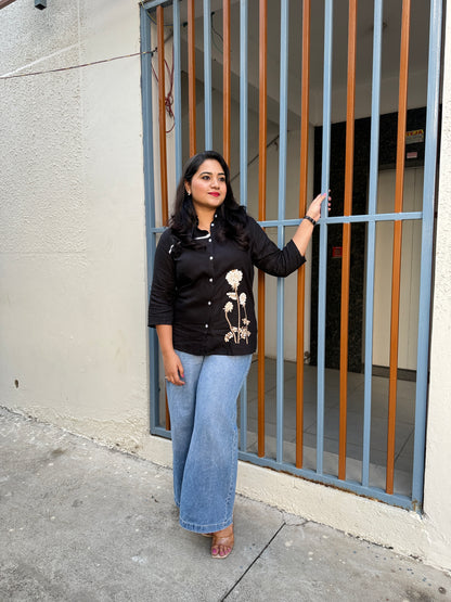 Rayon Slub Embroidered Shirt with Liva Tag – Women’s M to XXL