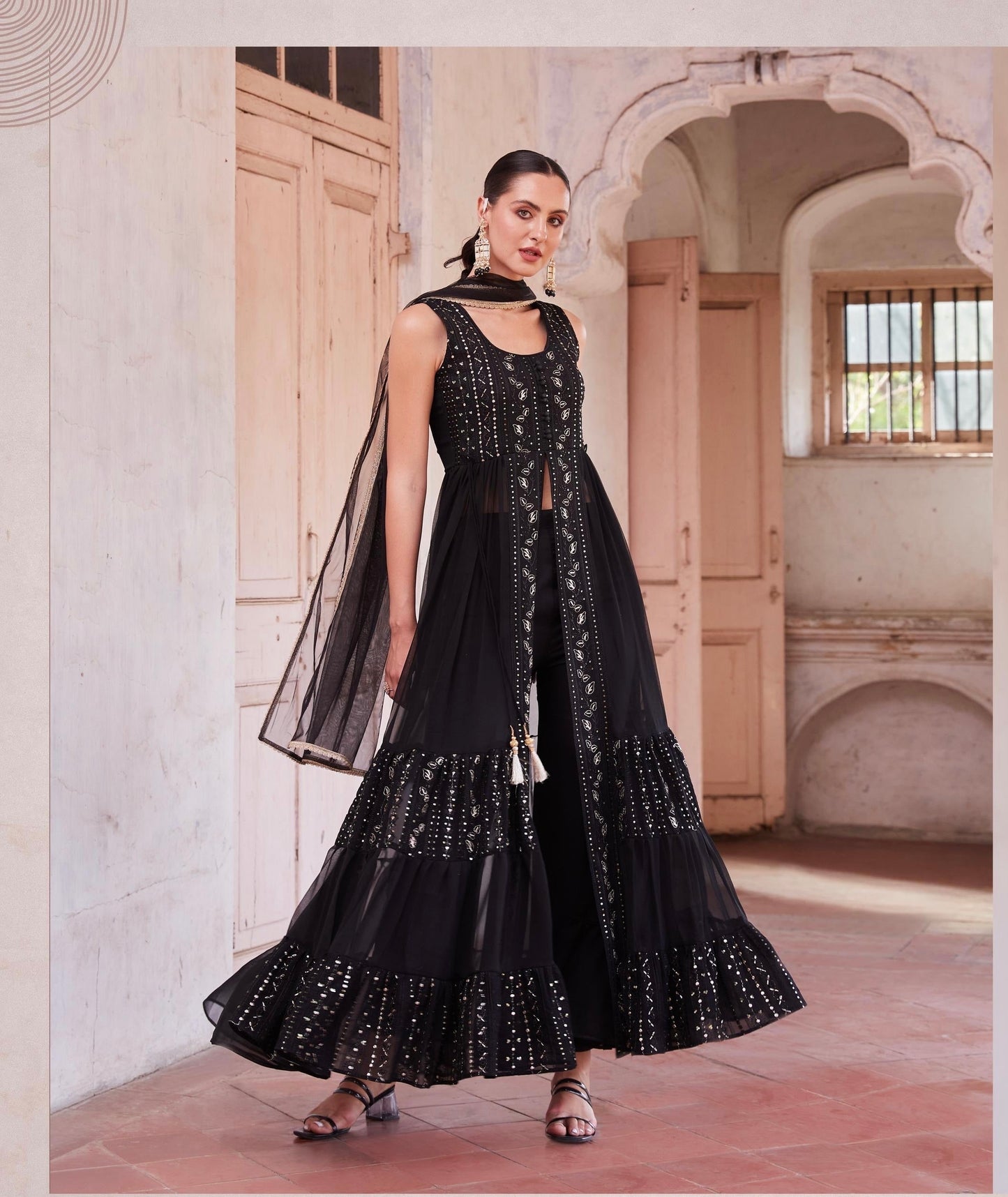 Women’s Full-Flared Long Gown with Front Slit – Fusion Ethnic Wear Free Size