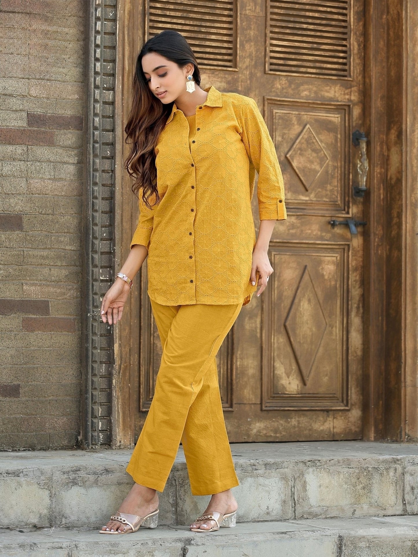 Women's Shifli Cotton Kurta Set with Matching Bottom in Soft Pastel Shades