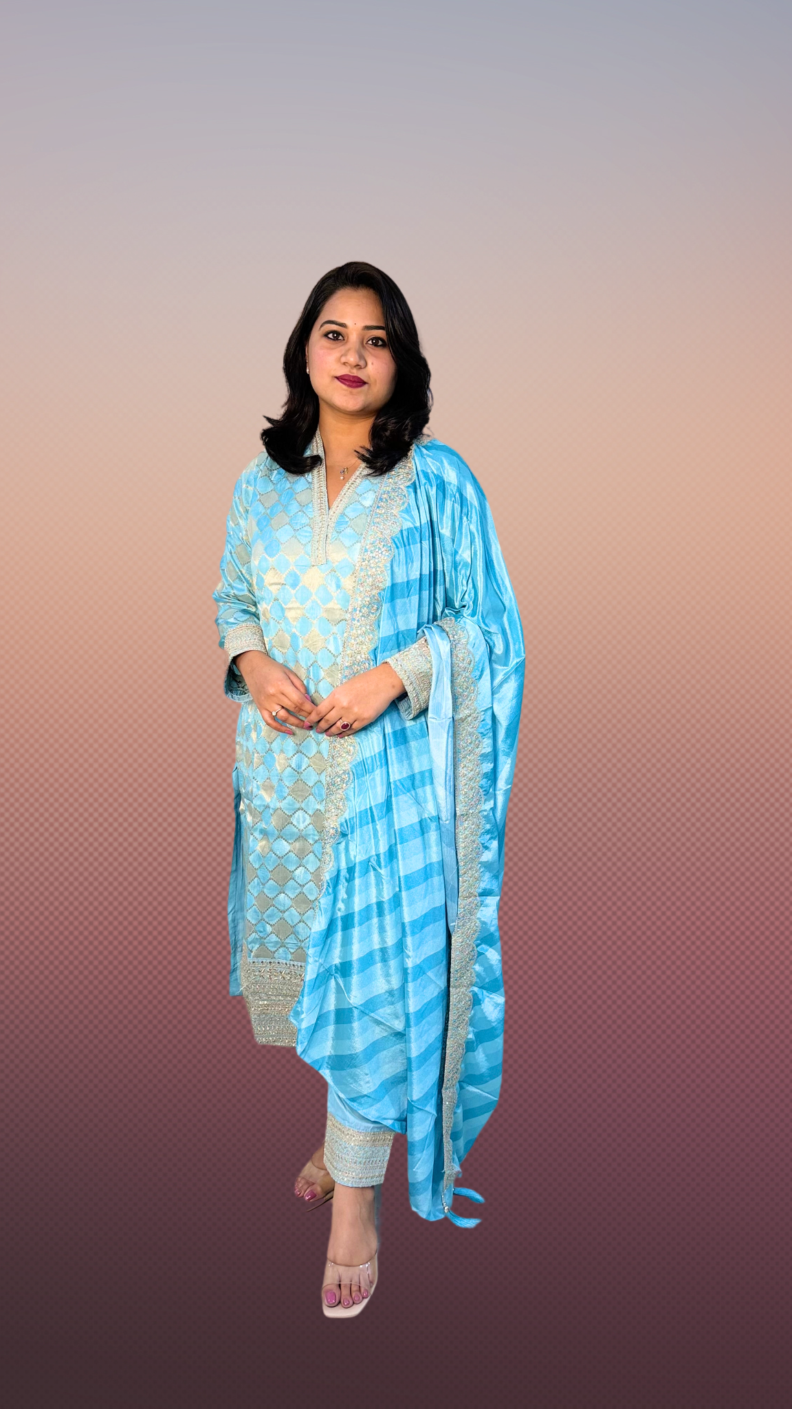 Viscose Jacquard Silk XL Size Suit Set with Digital Embroidered Dupatta – 3-Piece Festive Outfit for Women