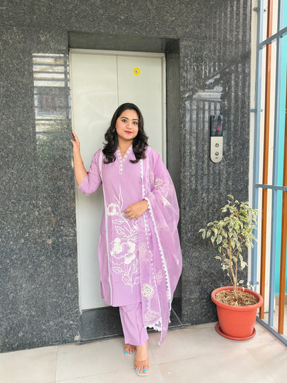 Modal Silk Kurta Pant Dupatta Set with Embroidery Work – Women’s Ethnic Wear (Sizes M–2XL)