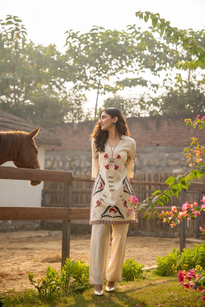 Women's Cotton Flex Embroidered Kurta Pant Set – Daily Wear (Sizes M to XXL)