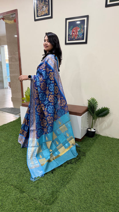 Pochampally Pure Cotton Saree for Women with Traditional Ikat Weave and Blouse Piece – Multiple Colors