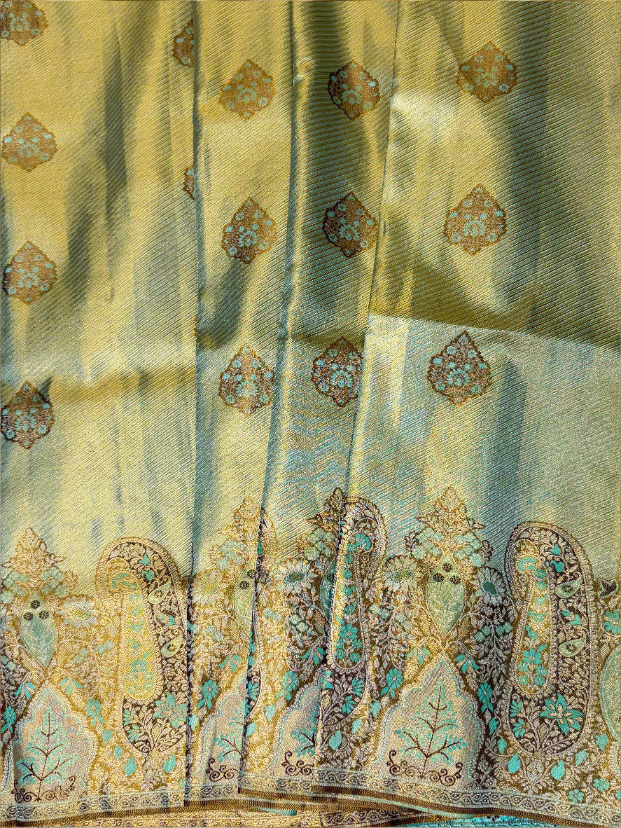 Borderless Kanchipuram Handloom Silk Saree with 2 Gram gold Zari Weaving – Bridal & Festive Wear