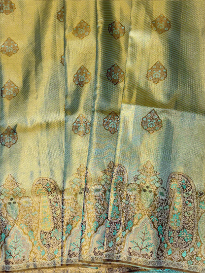 Borderless Kanchipuram Handloom Silk Saree with 2 Gram gold Zari Weaving – Bridal & Festive Wear