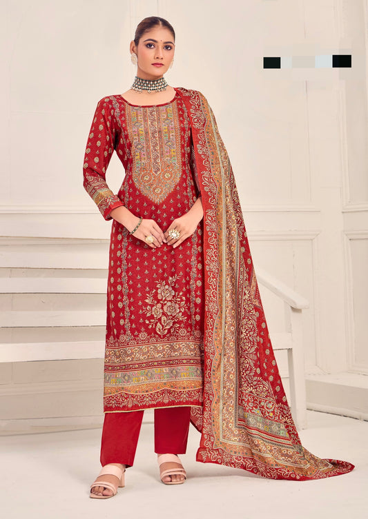 Women’s muslin kurta pant dupatta set with digital print, aari and Swarovski work – sizes L to 3XL