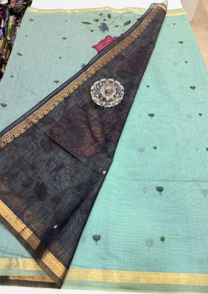 Munga Cotton Handloom Pichwai Saree for Women with Woven Border and Tassel Pallu – Soft Lightweight Traditional Wear