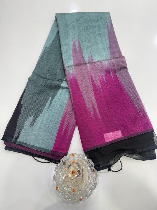 Ikat Kotki Cotton Silk Saree for Women with Matching Blouse Piece – Handwoven Traditional Design