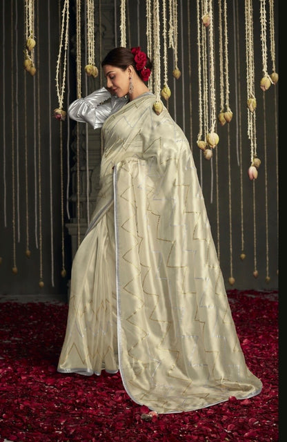 brasso saree with embroidered blouse – festive ethnic wear for women