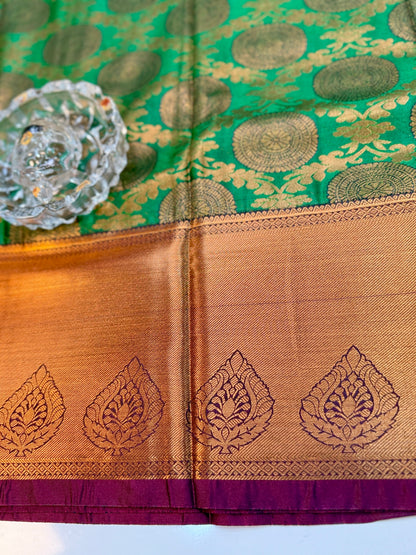 Bridal Kanchipuram Style Silk Saree with Rich Zari Border – Festive Wear