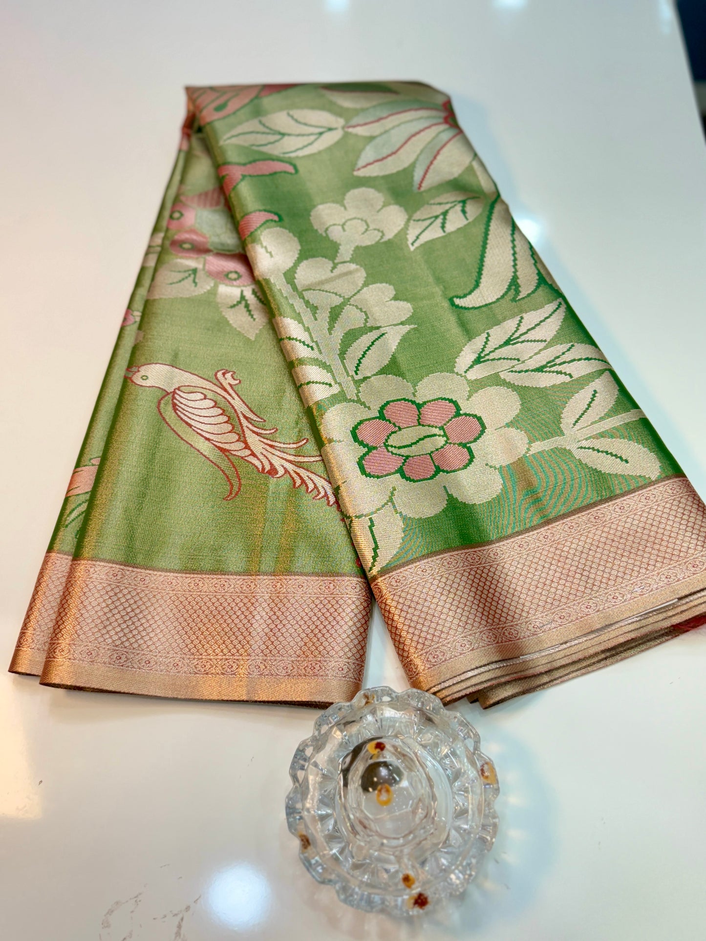 Semi Pattu Silk Saree with Zari Border and Contrast Pallu for Women