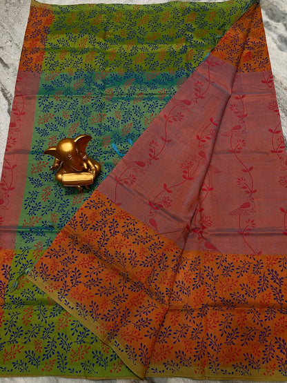 Mangalagiri Pattu Cotton Saree for Women with Plain Weave and Blouse Piece – Soft Lightweight Fabric