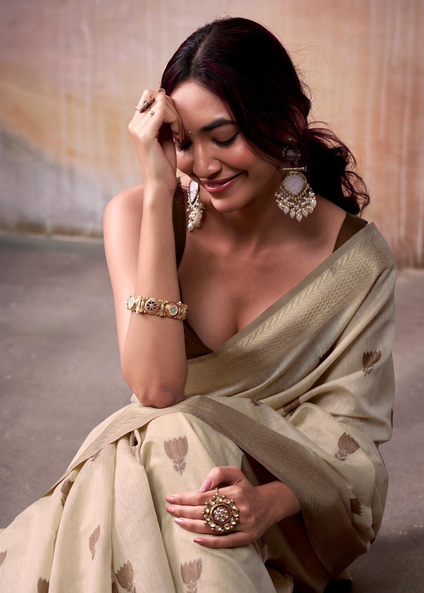 modal cotton saree with zari-style motifs and contrast border – breathable ethnic wear for women