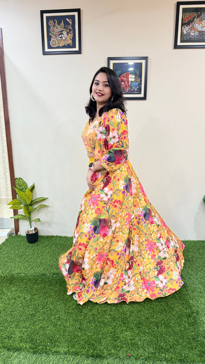 French Crepe Silk 4-Piece Embroidered Ethnic Set for Women – Free Size Stitched Outfit