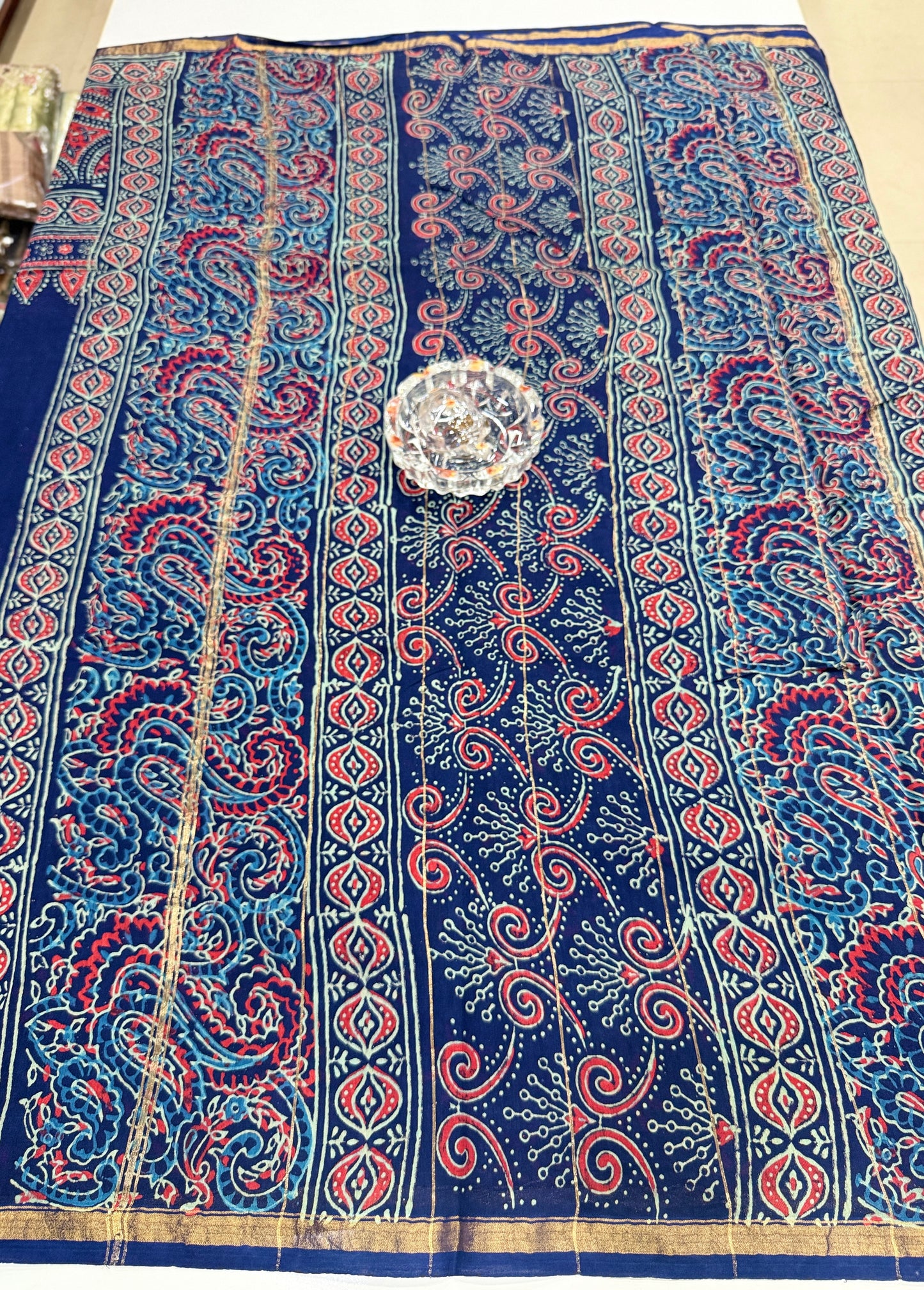 Pure Chanderi Silk Saree with Intricate Handblock Print and Blouse Piece – Traditional Wear for Women