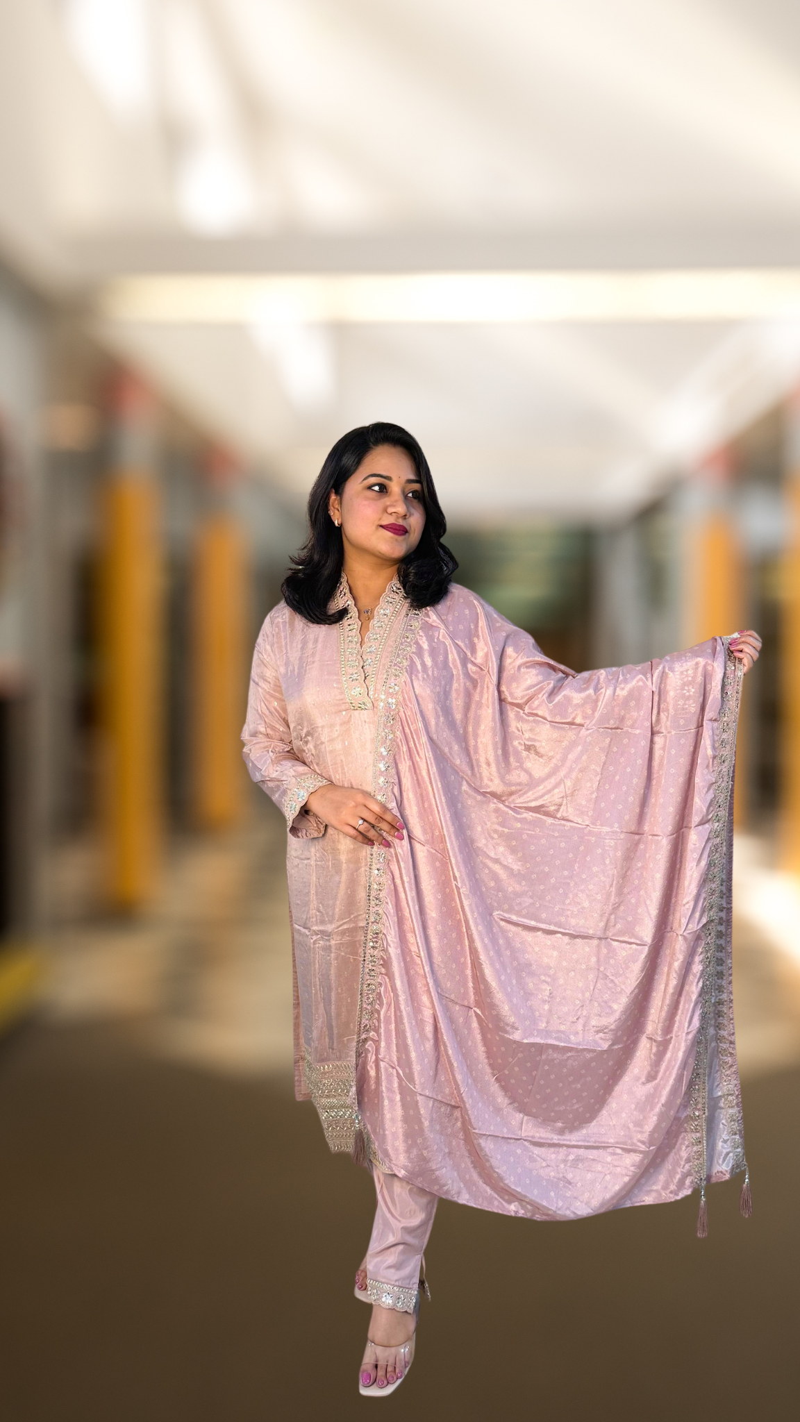 Viscose Jacquard Silk XL Size Suit Set with Digital Embroidered Dupatta – 3-Piece Festive Outfit for Women