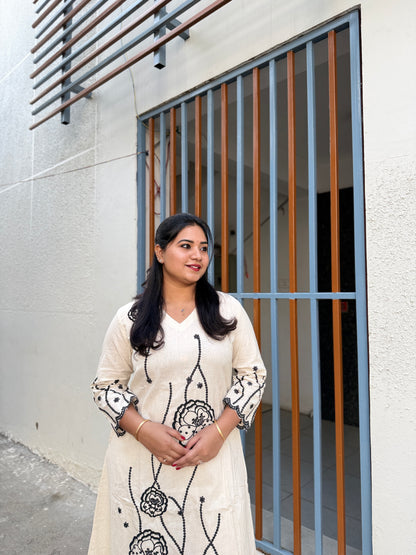 Flex Cotton Kurti Pant Set with Elegant Embroidery – Ethnic Daily Wear for Women (Sizes 38 to 46)