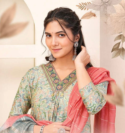 Nyra Cut Chanderi Modal Kurti Set with Silk Bottom and Jacquard Dupatta – Plus Size 2XL to 4XL