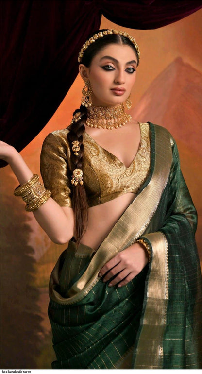 Premium moss sico silk with zari border – ethnic festive wear for women