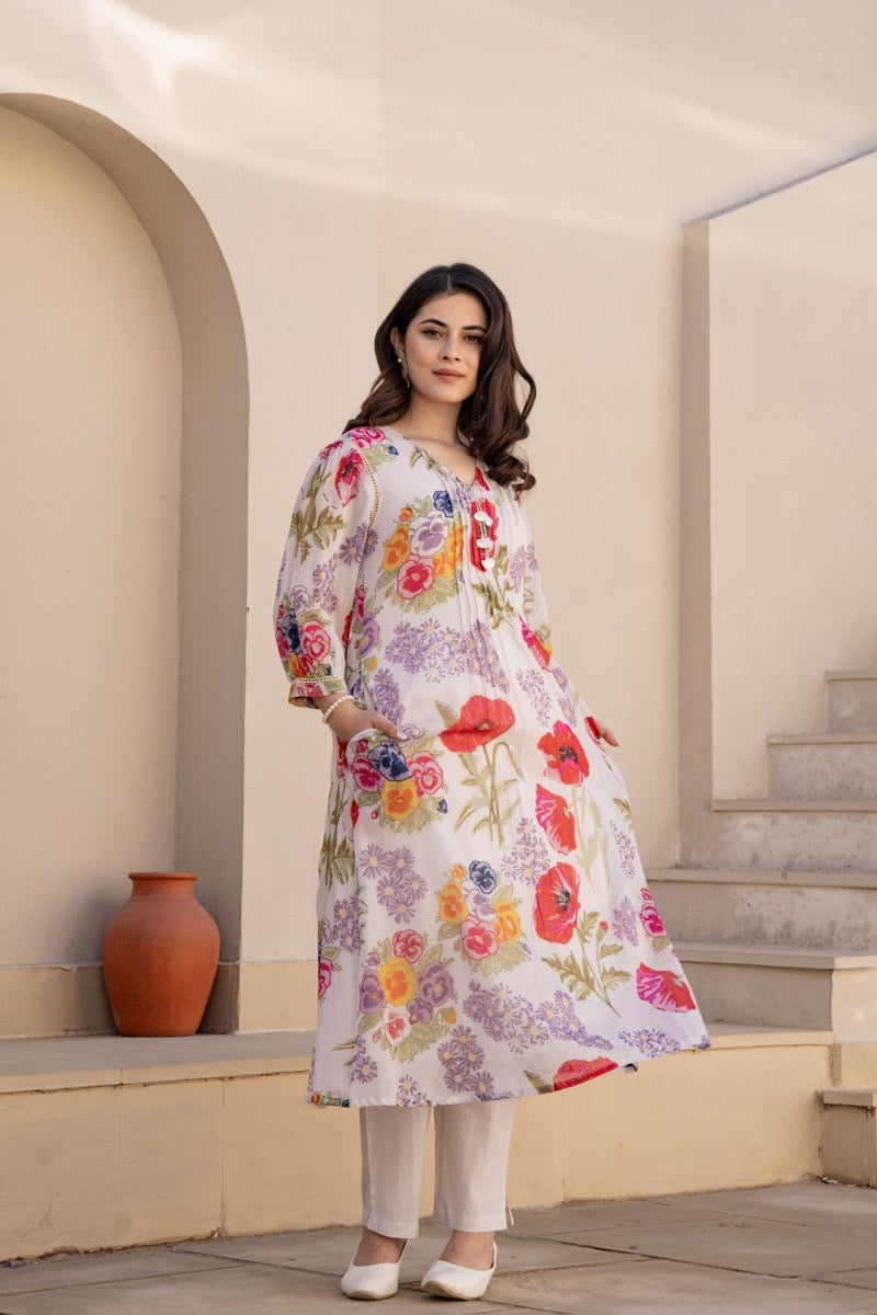 Mul Cotton Kurta Pant Set for Women – Soft Summer Wear in Breathable Fabric