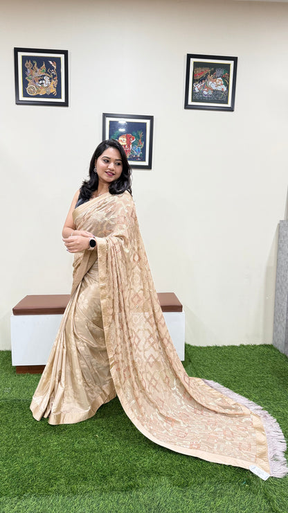 ethnic designer saree with unstitched blouse for women – festive wear