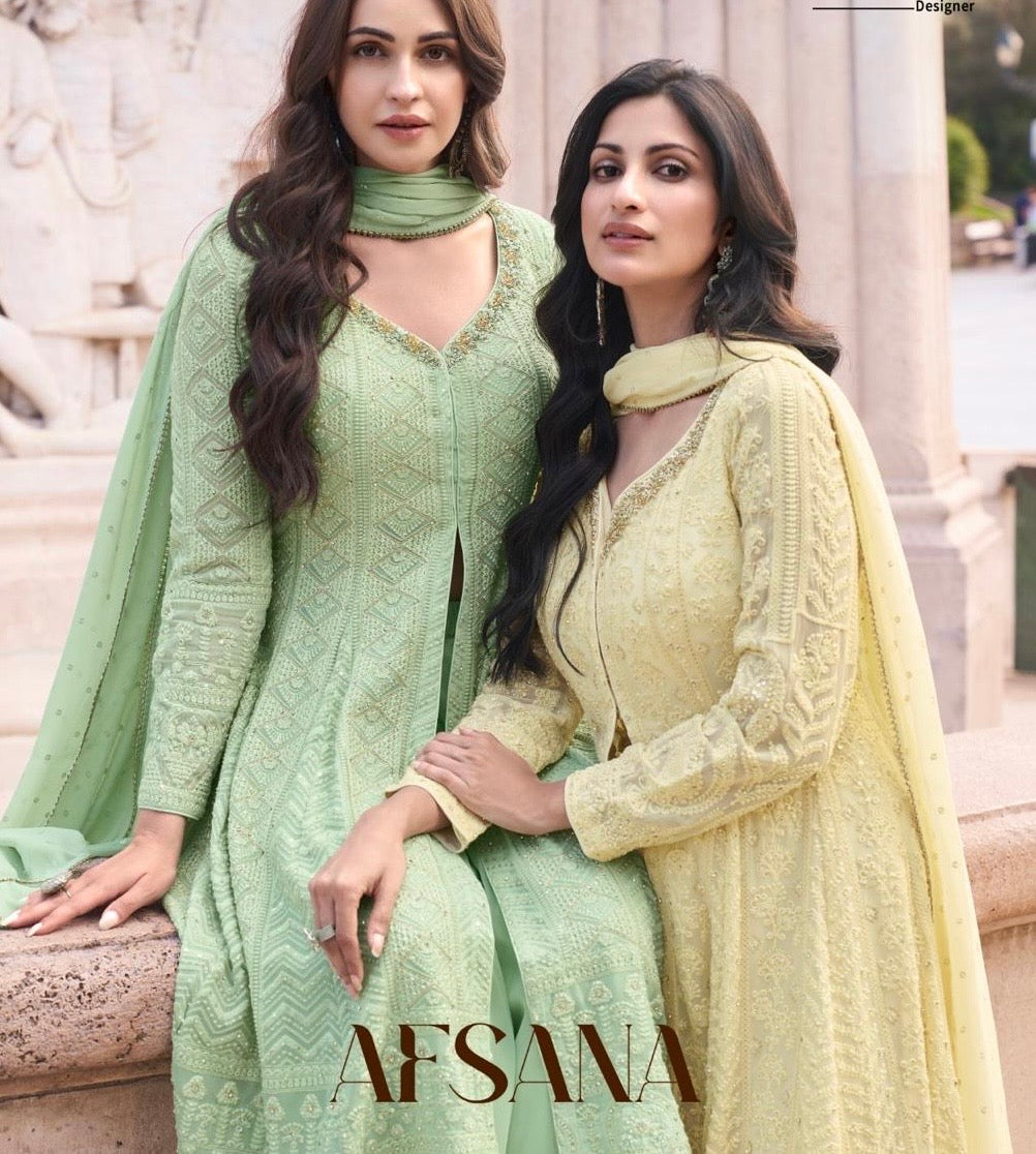 Real Georgette 3-Piece Set with Embroidered Top, Palazzo, and Dupatta – Free Size Stitched Ethnic Wear