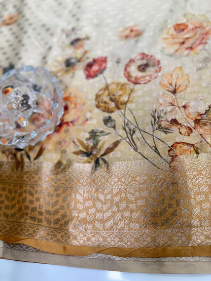 Georgette Silk Butti Saree with Rich Printed Pallu