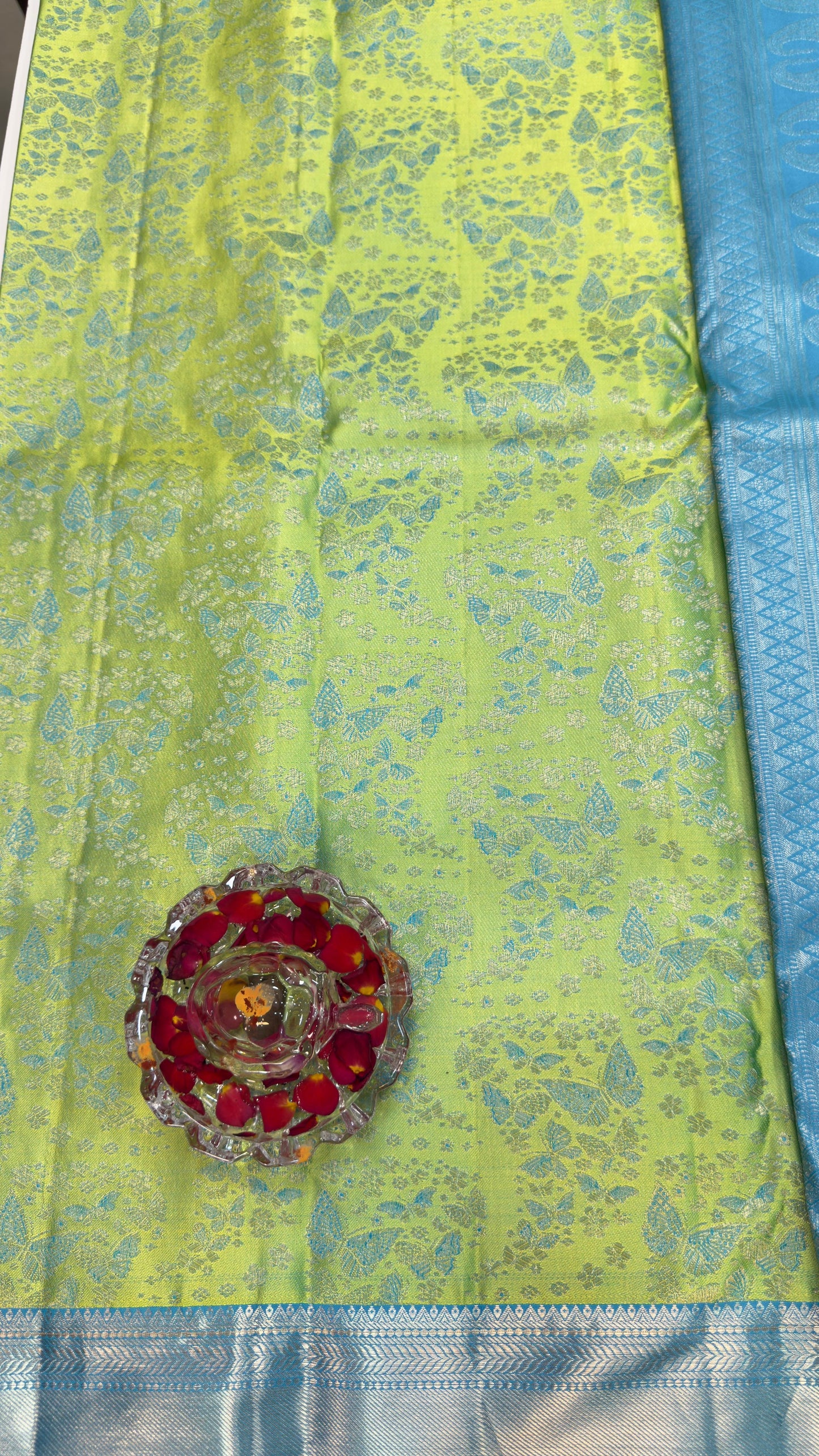 Handloom Kanchi Silk Saree with Silver Zari Double Warp in Green for Women