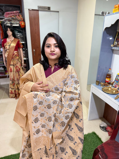 Kota Stripe Cotton Saree with Blouse Piece – Lightweight Traditional Saree for Women