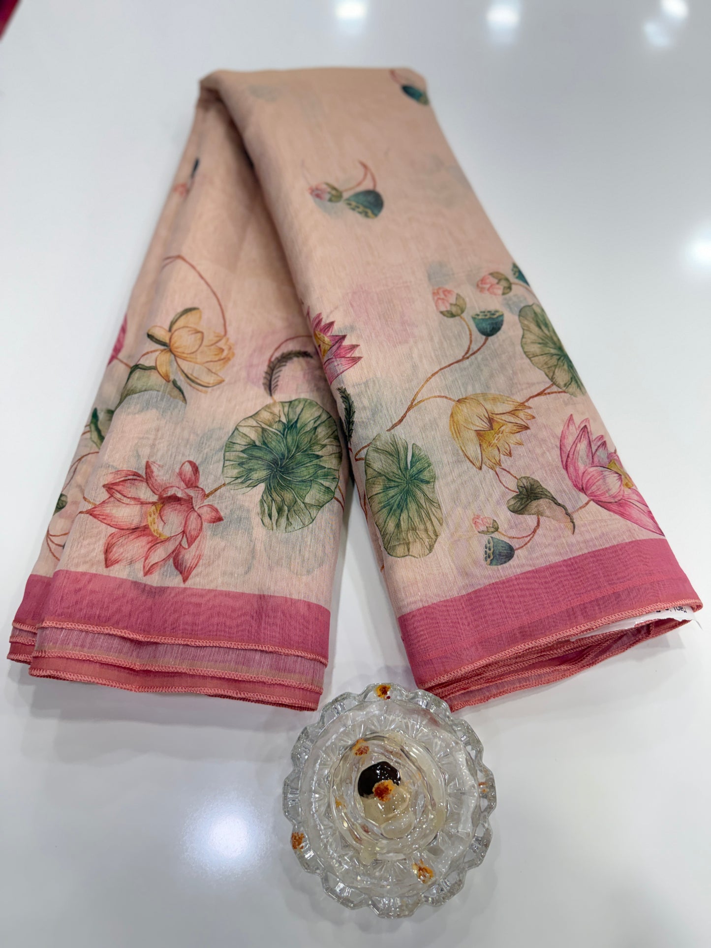 Cotton Chanderi Silk Floral Printed Saree with Blouse Piece