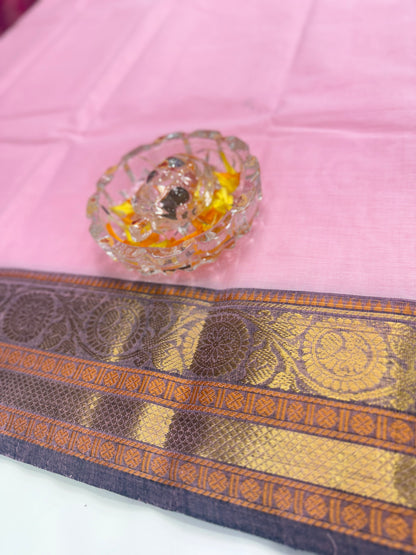 Chettinad Pure Cotton Saree with Zari Border – 80 Count, 20 Colours, 5.5m Length