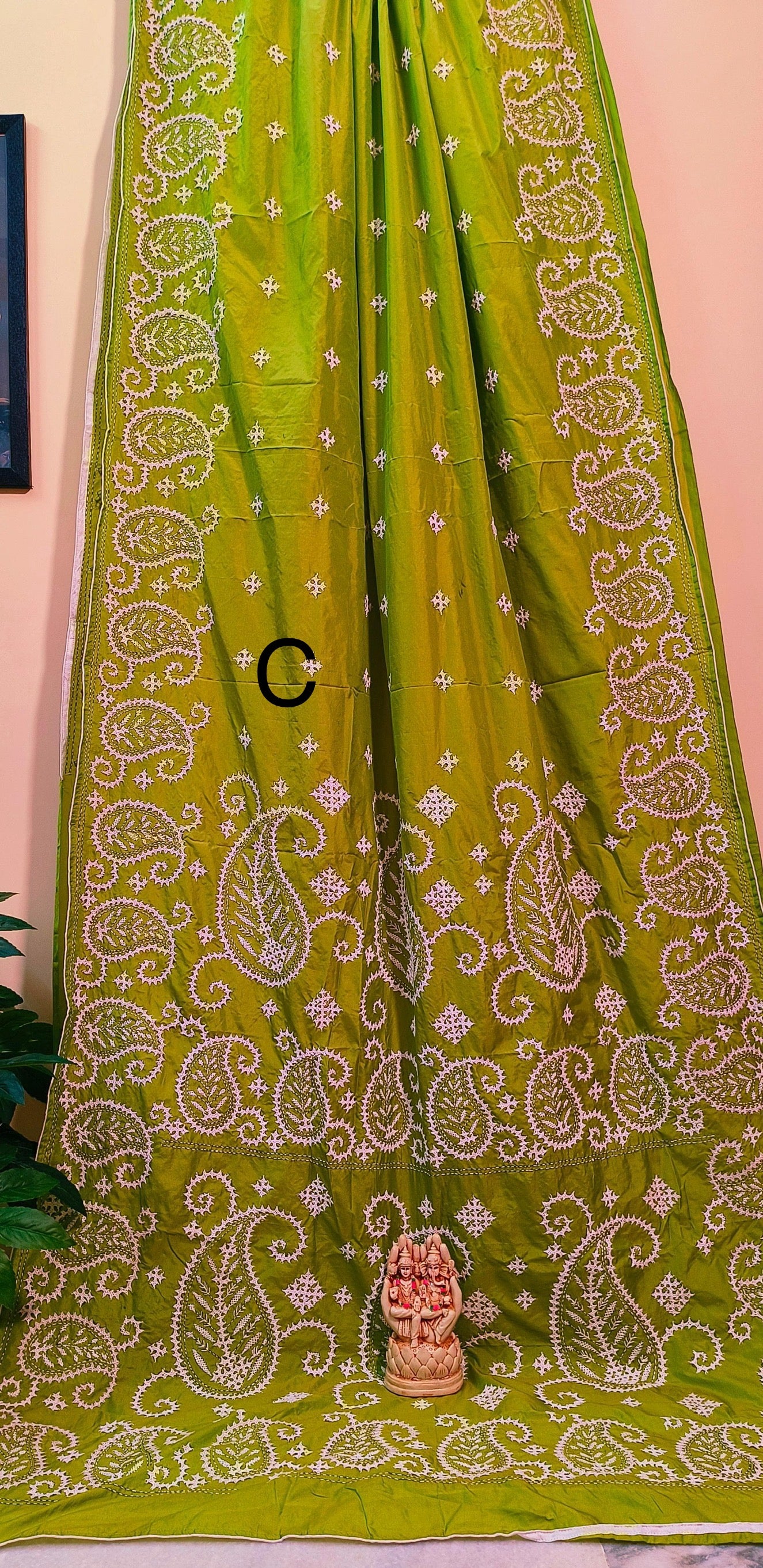 Handcrafted Gujarati Work Saree on Blended Banglori Silk with Contrast Cord Piping – Wedding and Festive Wear