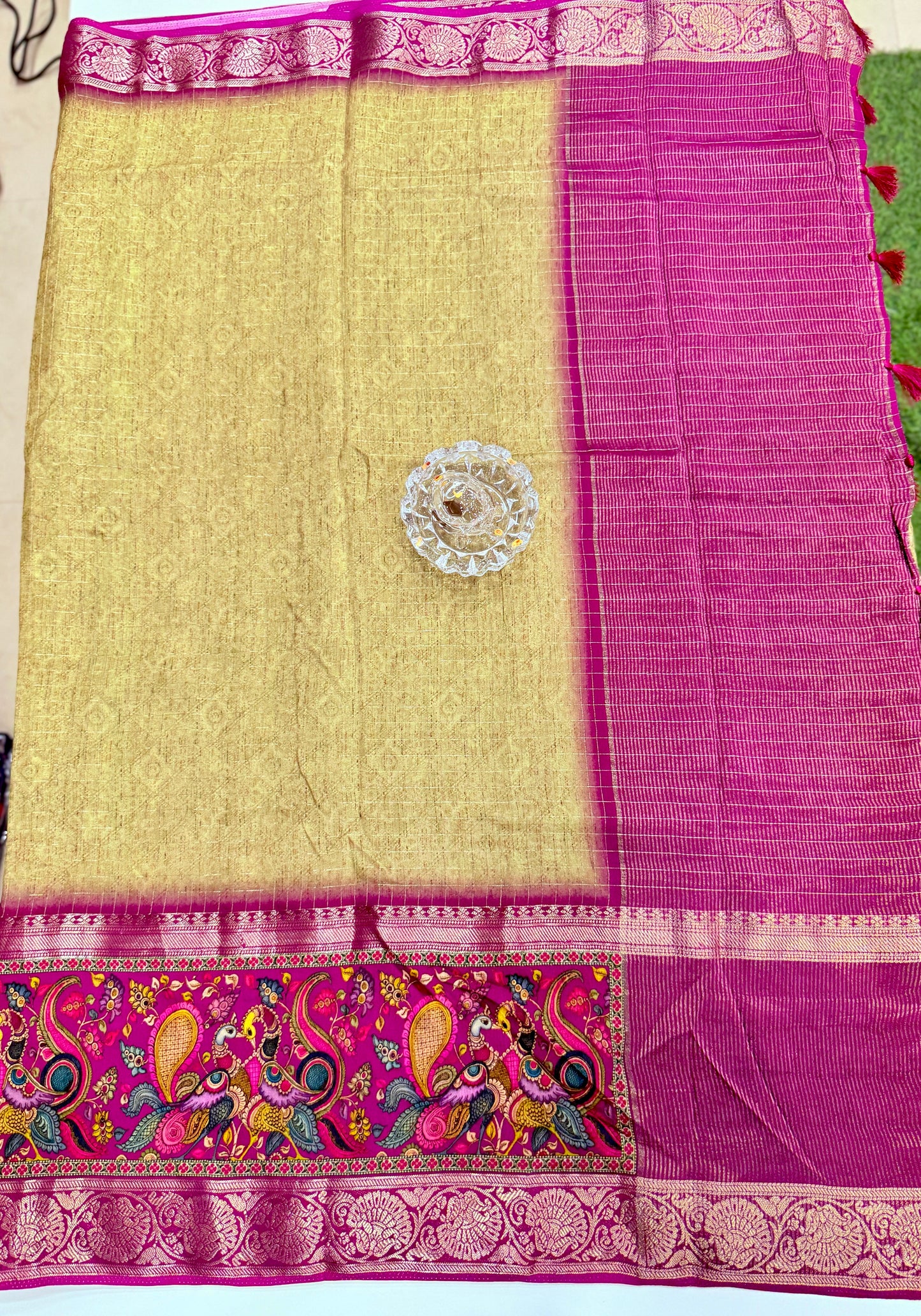 Russian Bentex Border Chittpallu Viscose Crepe Silk Saree with Zari Weaving – Festive Wear