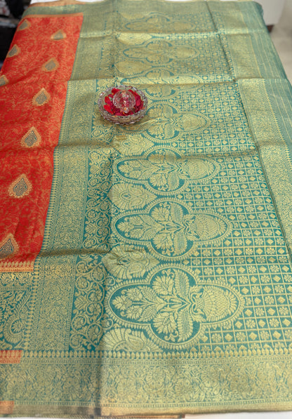 Pure Soft Silk Saree with Rich Zari Weaving and Multicolor Thread Work, Running Silk Blouse