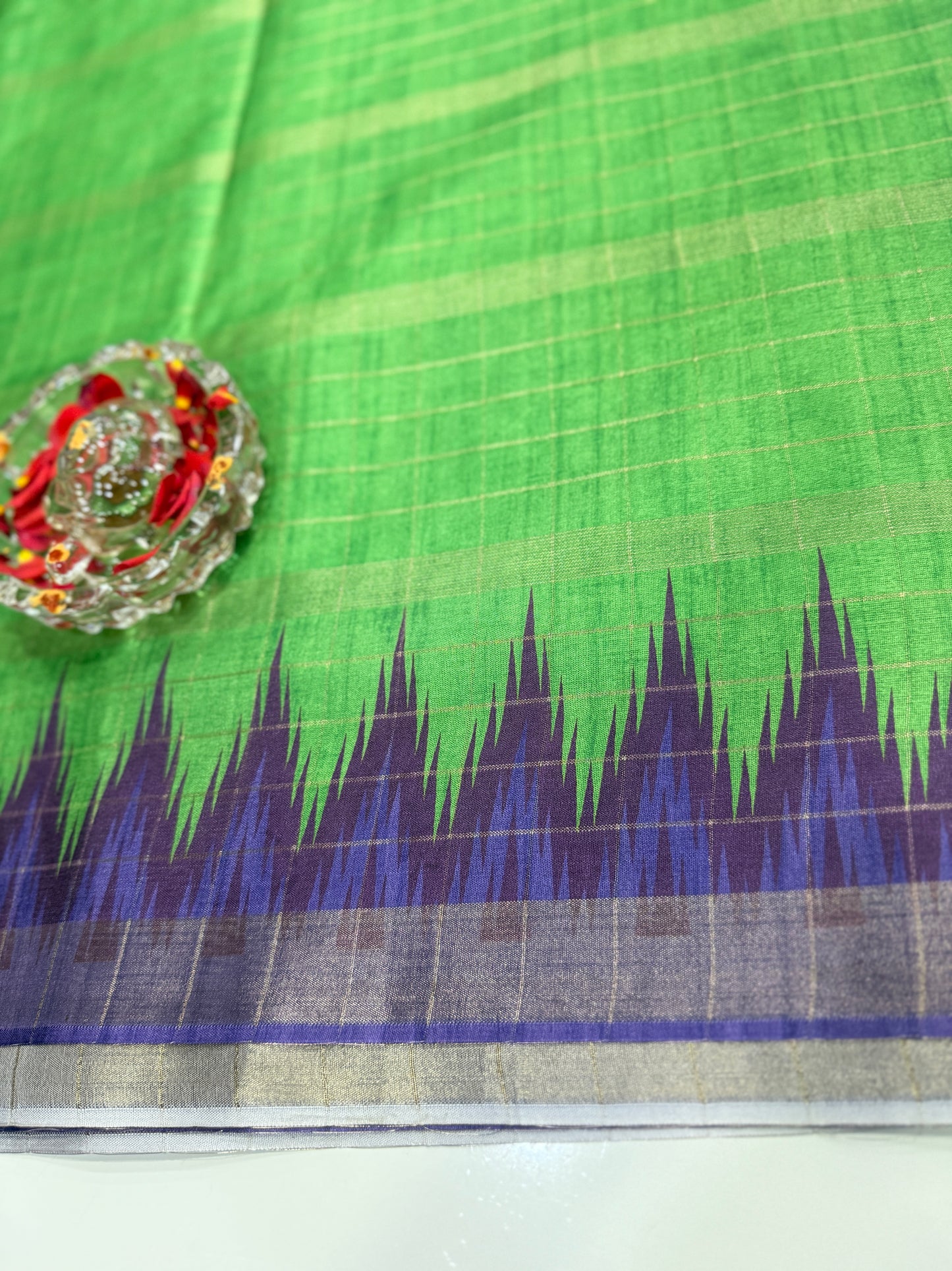 Semi Tussar Silk Saree with Contrast Border and Tassel Pallu for Women