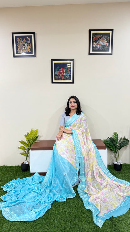 Pure Jari Chiffon Saree with Intricate Weaving Border – Lightweight Festive & Wedding Wear