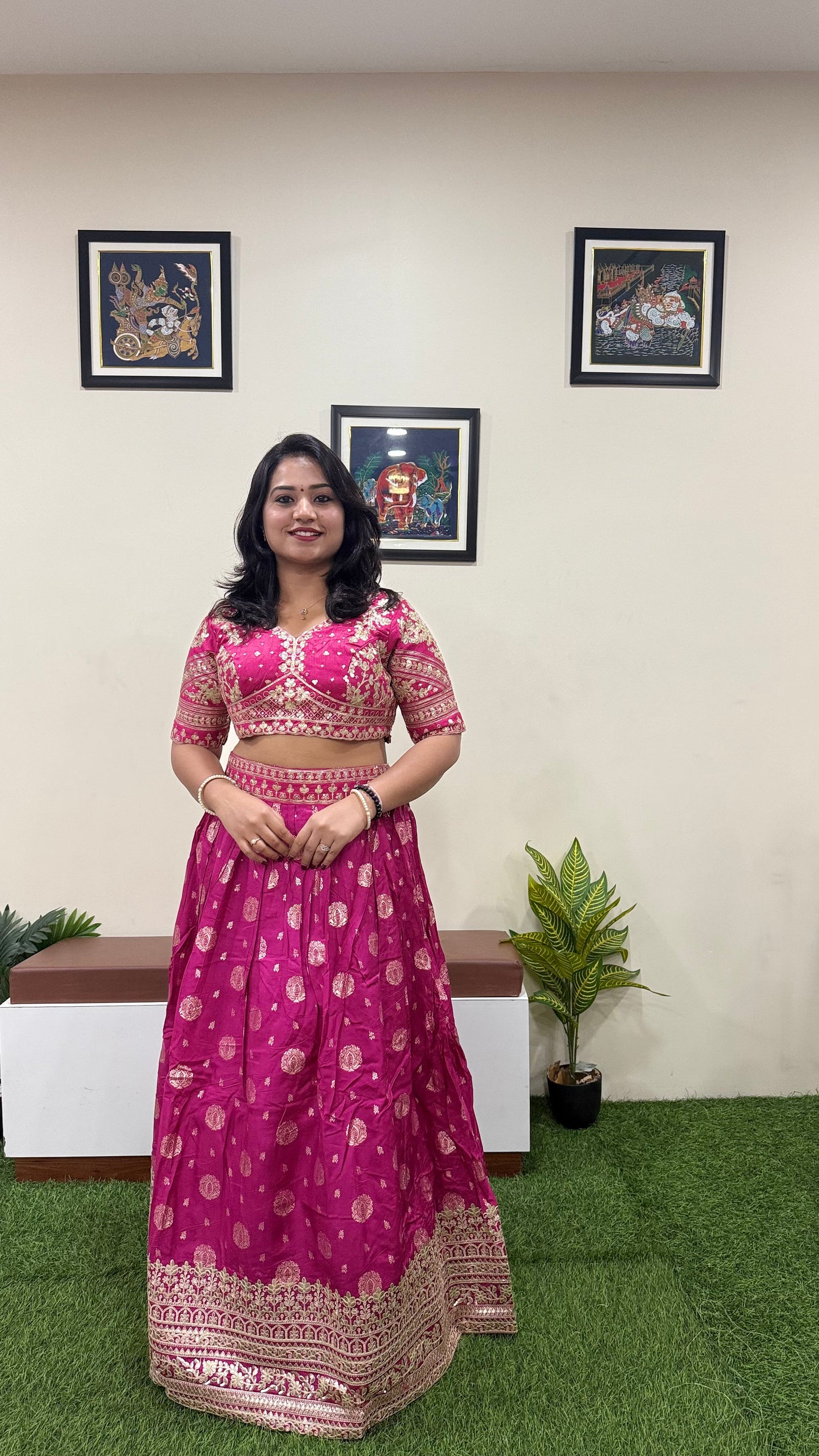 Viscose Jacquard Silk Embroidered Lehenga Choli with Dupatta for Women – Free Size Stitched