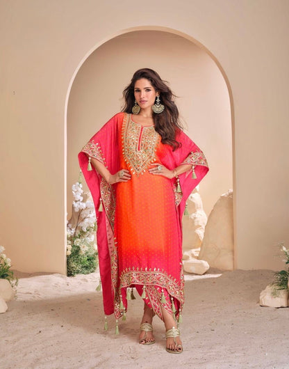 Pure Viscose Natural Crepe Silk Hand-embellished gota patti work with hand mirror work