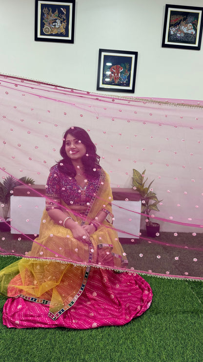 Viscose Jacquard Silk Embroidered Lehenga Choli with Dupatta for Women – Free Size Stitched