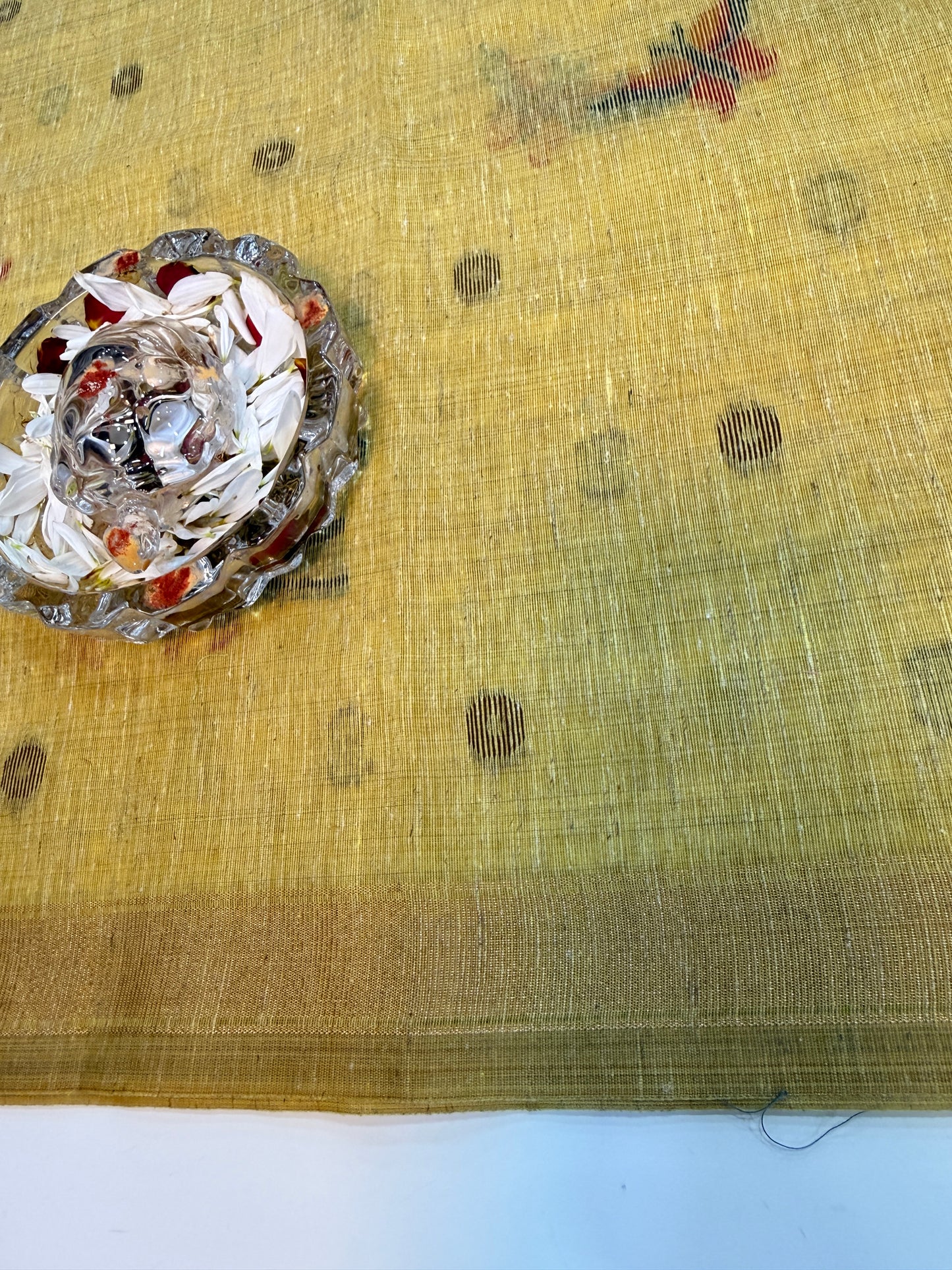 Linen Paithani style printed saree with floral tree border and tassel pallu, women’s festive daily wear saree