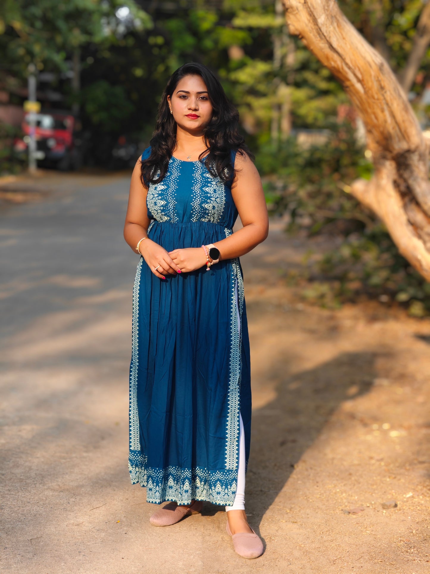 Viscose Rayon Printed Nayra Cut Flared Kurta for Women – XS to 3XL