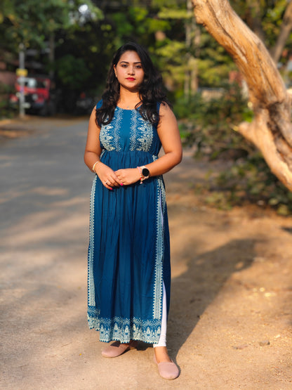 Viscose Rayon Printed Nayra Cut Flared Kurta for Women – XS to 3XL