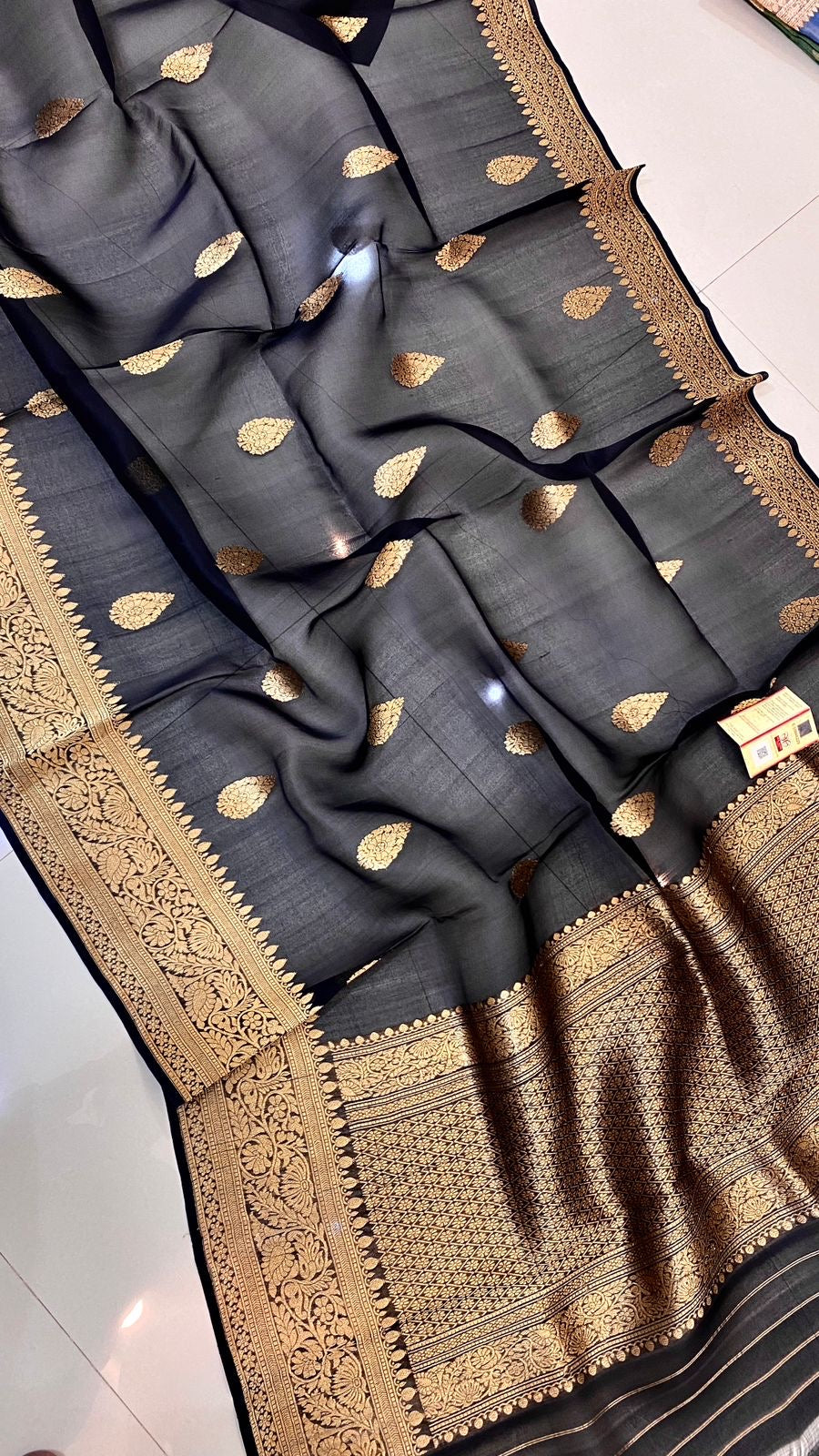 Banarasi handloom pure kora organza saree with kaduwa zari weaving and silkmark certified blouse