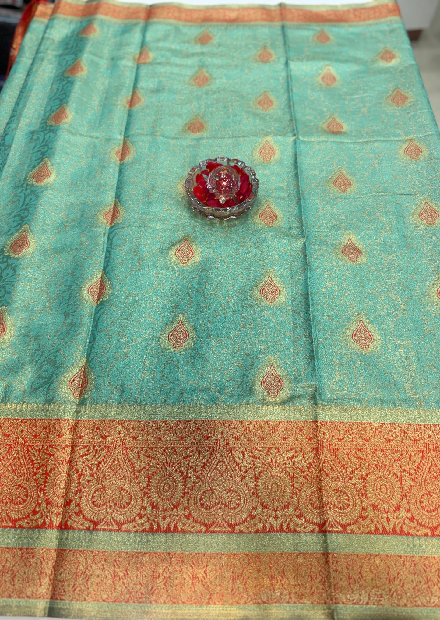 Pure Soft Silk Saree with Rich Zari Weaving and Multicolor Thread Work, Running Silk Blouse