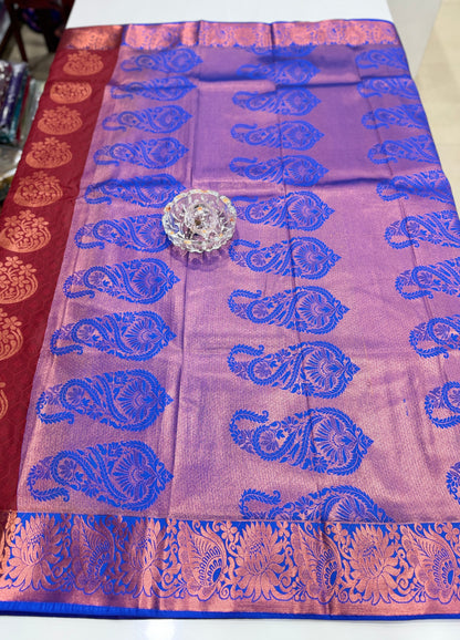 Butti Embossed Soft Silk Saree with Rich Pallu and Matching Blouse – Festive & Wedding Wear for Women