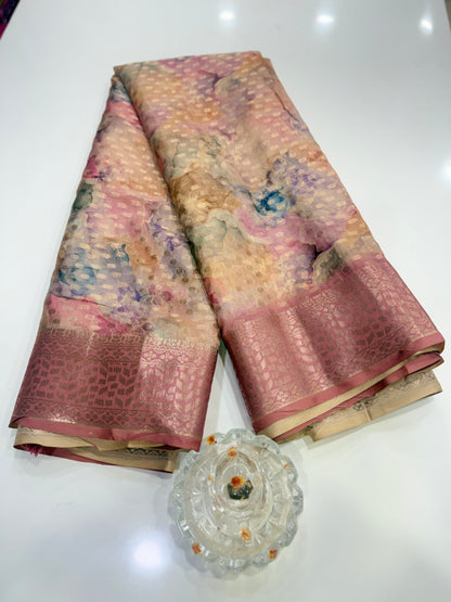Georgette Silk Butti Saree with Rich Printed Pallu