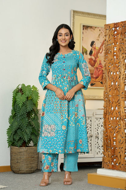 Premium Cotton Kurta Pant Set for Women with Elegant Detailing Work