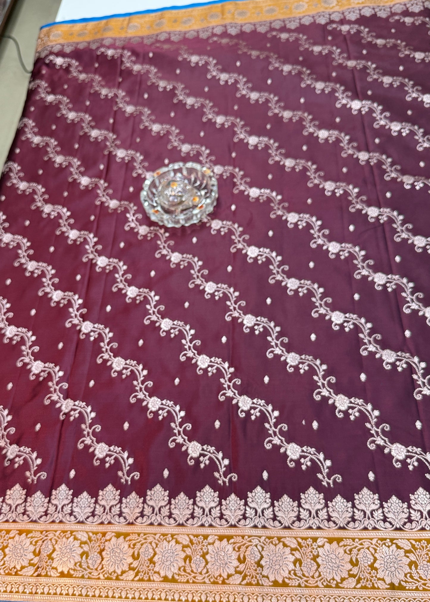 Mashru Katan Silk Saree with Zari Weaving Border and Blouse – Festive Wear for Women