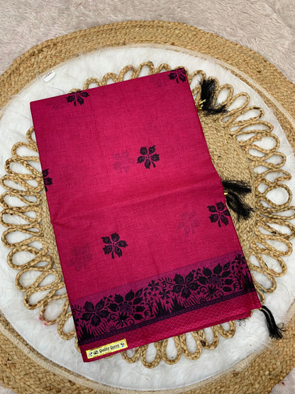 Pure Suti Cotton Saree with Traditional Batik Print – Chikko Tone and Multiple Colour Options